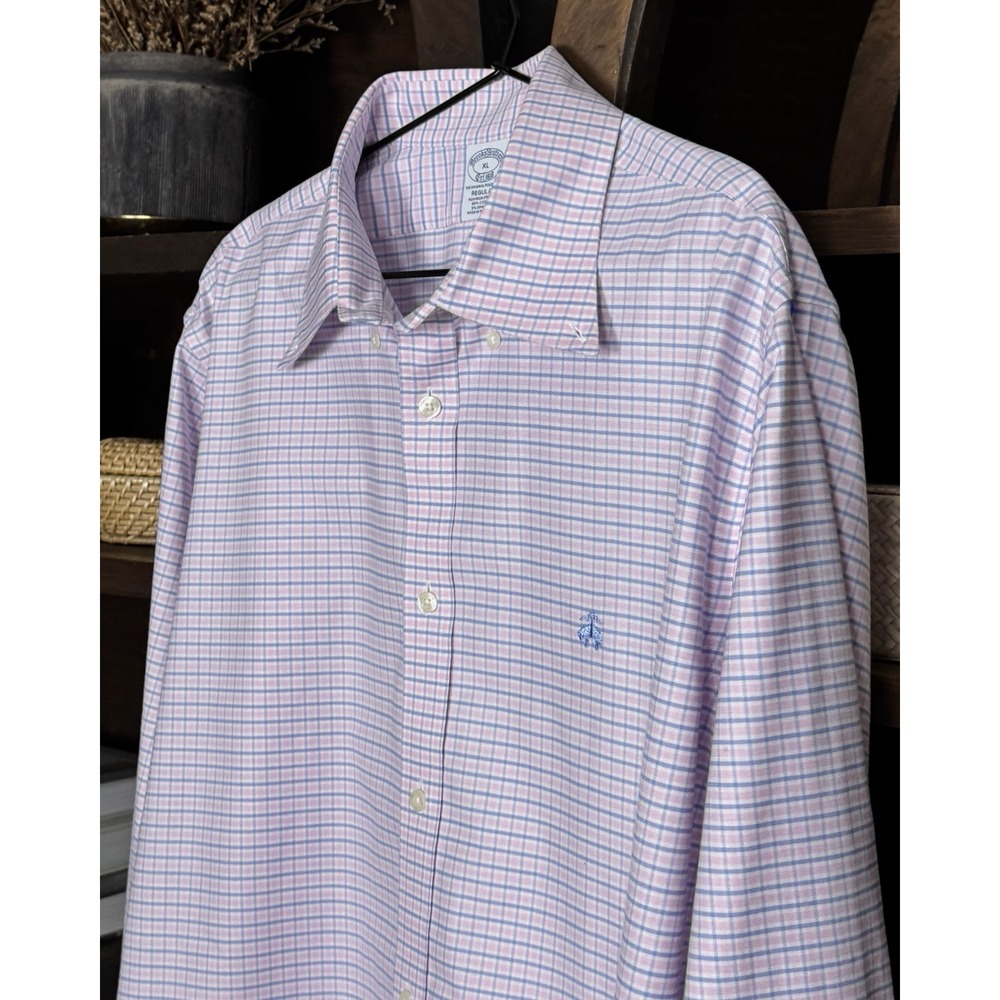 Brooks Brothers 1818 Regular Polo Shirt Mens XL Pink Non-Iron Long Sleeve Button - Picture 4 of 7